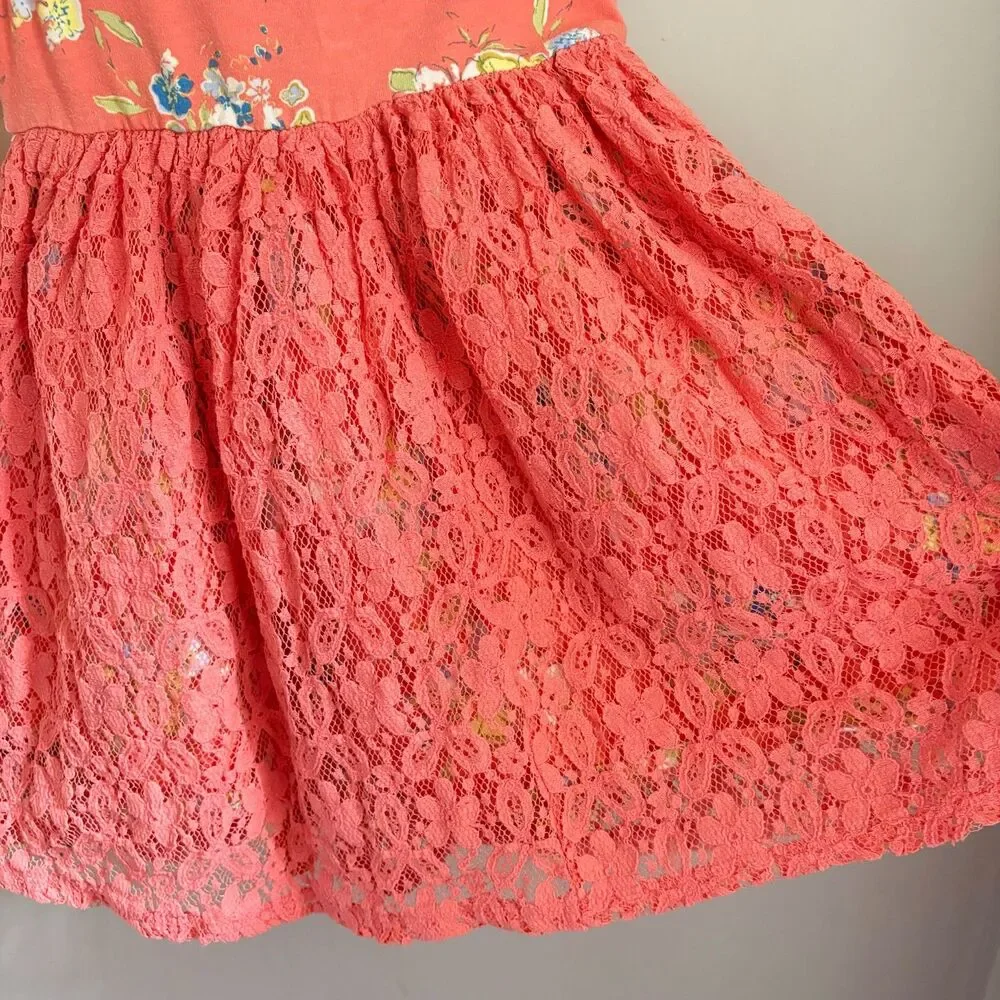 Matilda Jane Bouquets for Layla Cotton + Lace Floral Tank Dress in a Coral/Peach